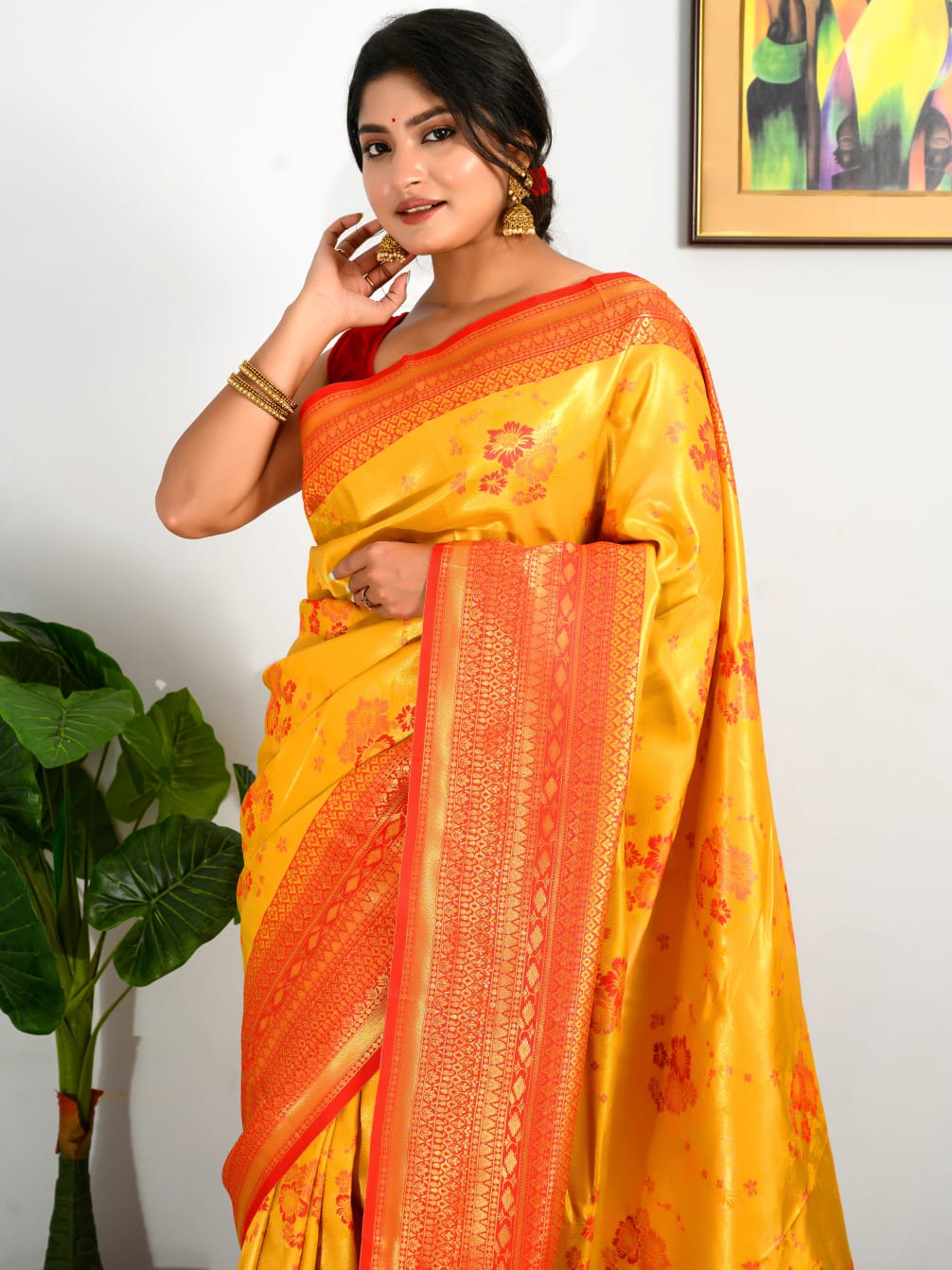 Pure Kanjivaram Silk Saree with Gold Zari Rich Pallu - SareesWala.com