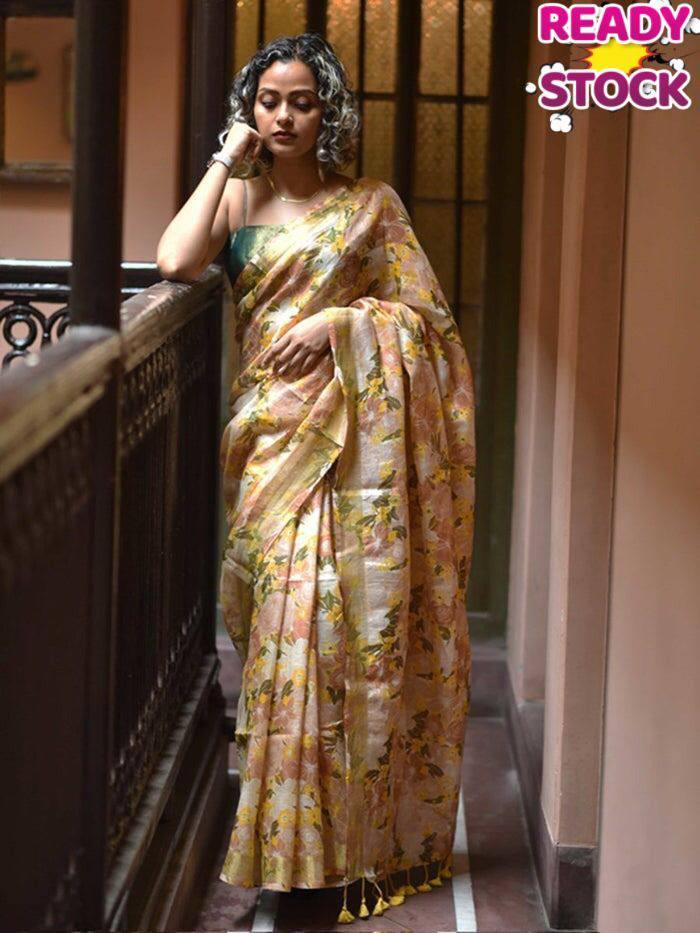 Beautiful Linen Soft Silk saree Anant Tex Exports Private Limited