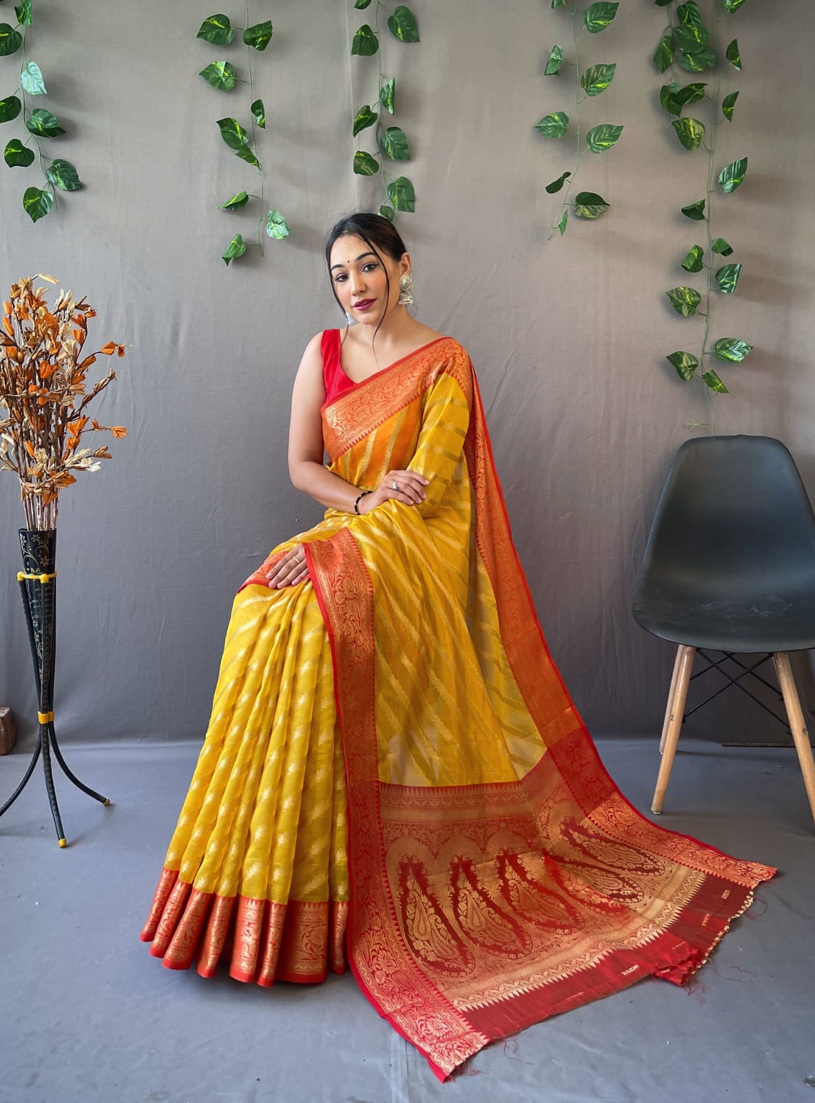 Party Wear Organza Leheriya Saree Anantexports