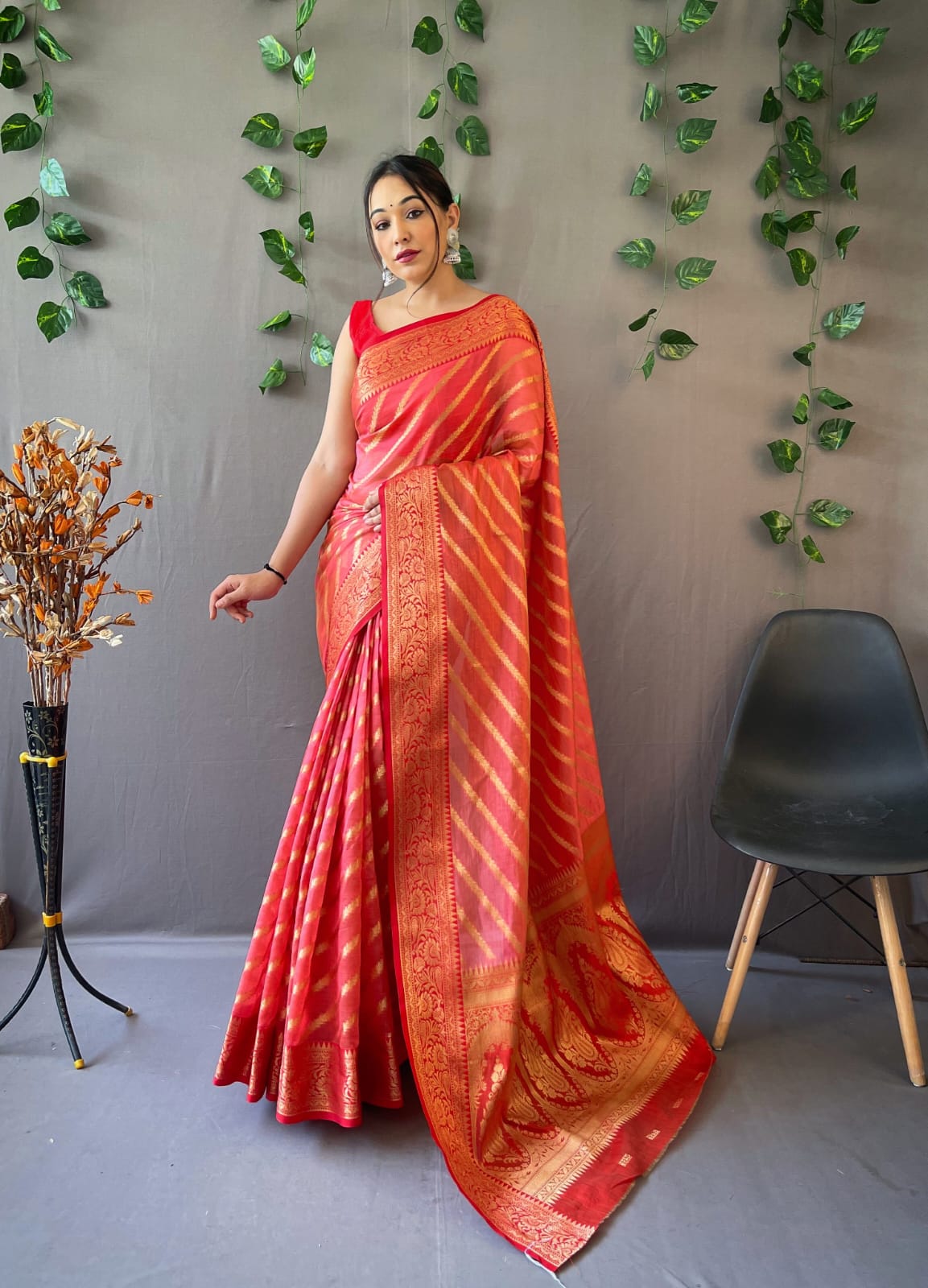 Party Wear Organza Leheriya Saree Anantexports