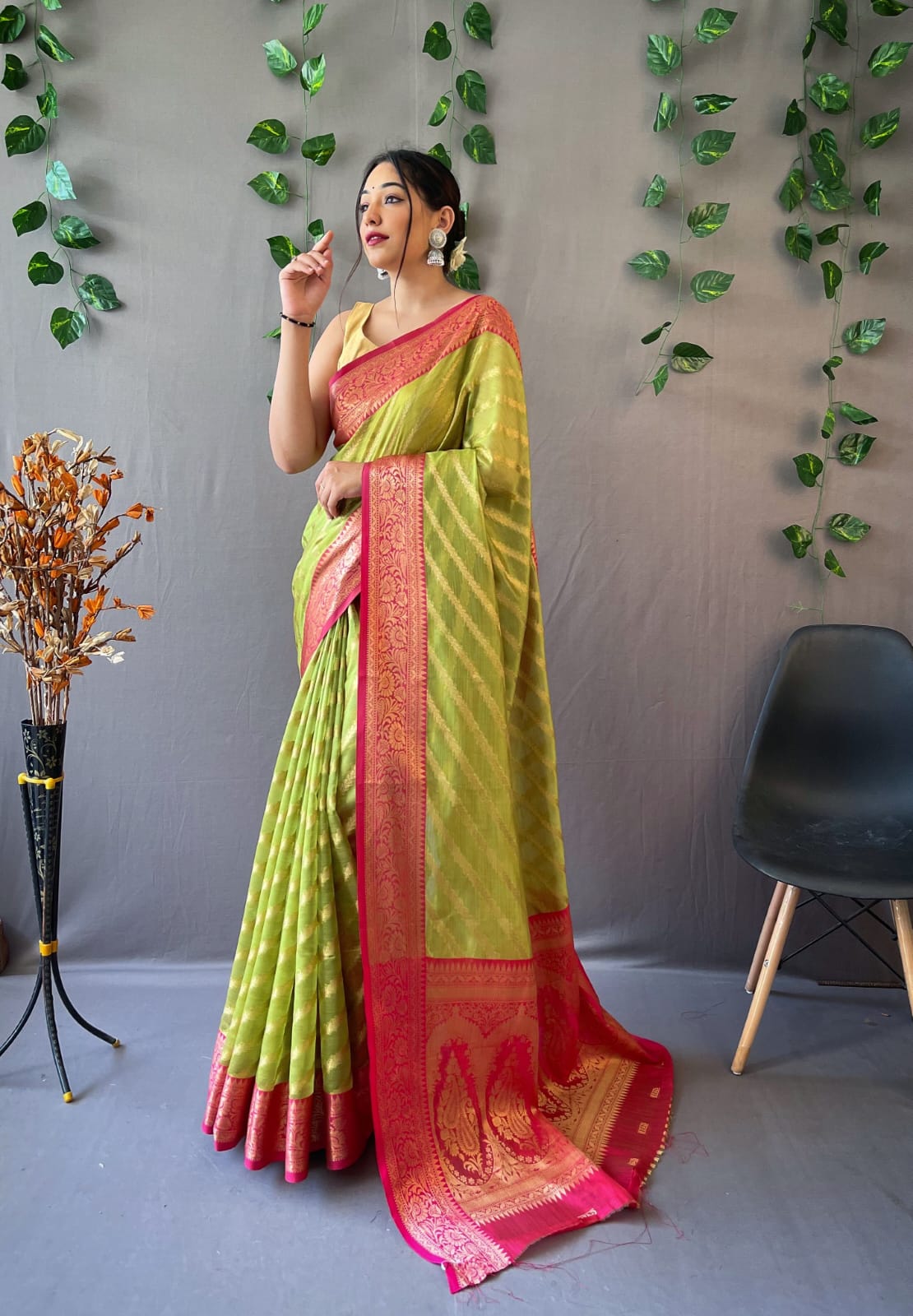 Party Wear Organza Leheriya Saree Anantexports
