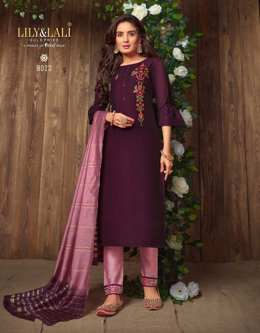 LILY AND LALI MADHVI MASLINE KURTI WITH BOTTOM AND DUPATTA Anantexports