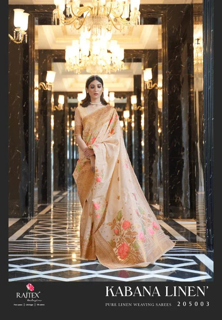 Party Wear RajTex Kabana Pure Linen Saree Anant Tex Exports Private Limited