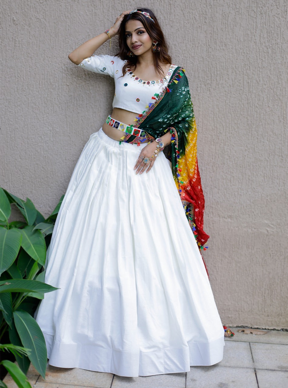 Navratri Celebrations White Lehenga Anant Tex Exports Private Limited