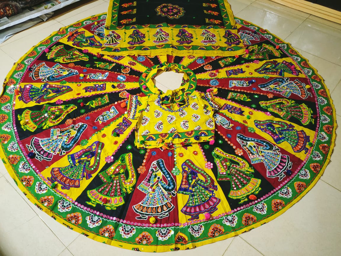 Navratri Special Gamthi Print With Kutchi Work Lehenga AF