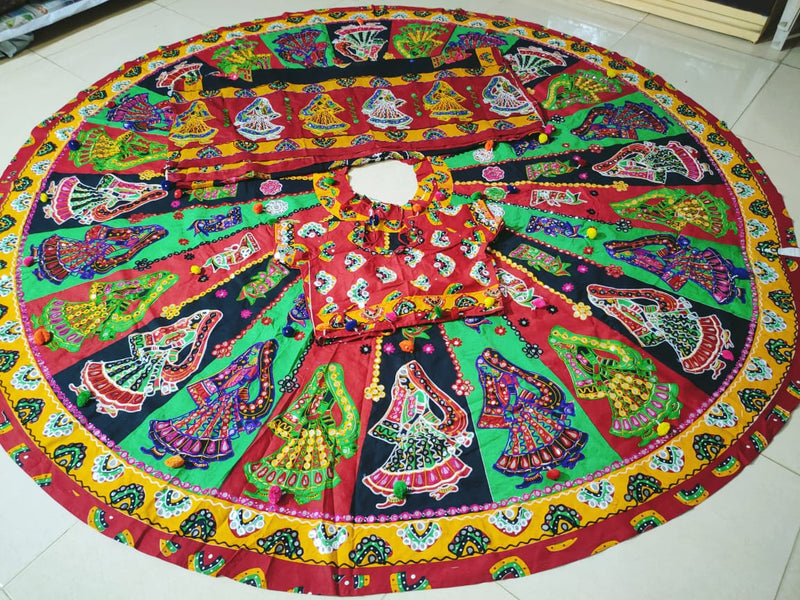 Navratri Special Gamthi Print With Kutchi Work Lehenga AF