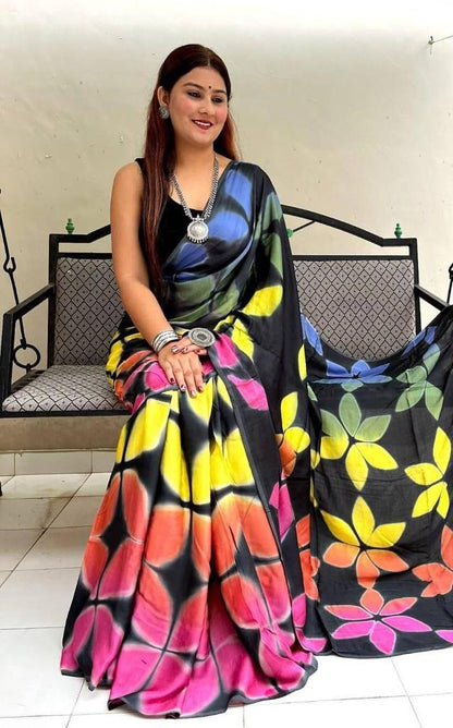 Party wear Sibori Digital Print Softy Saree Anant Tex Exports Private Limited