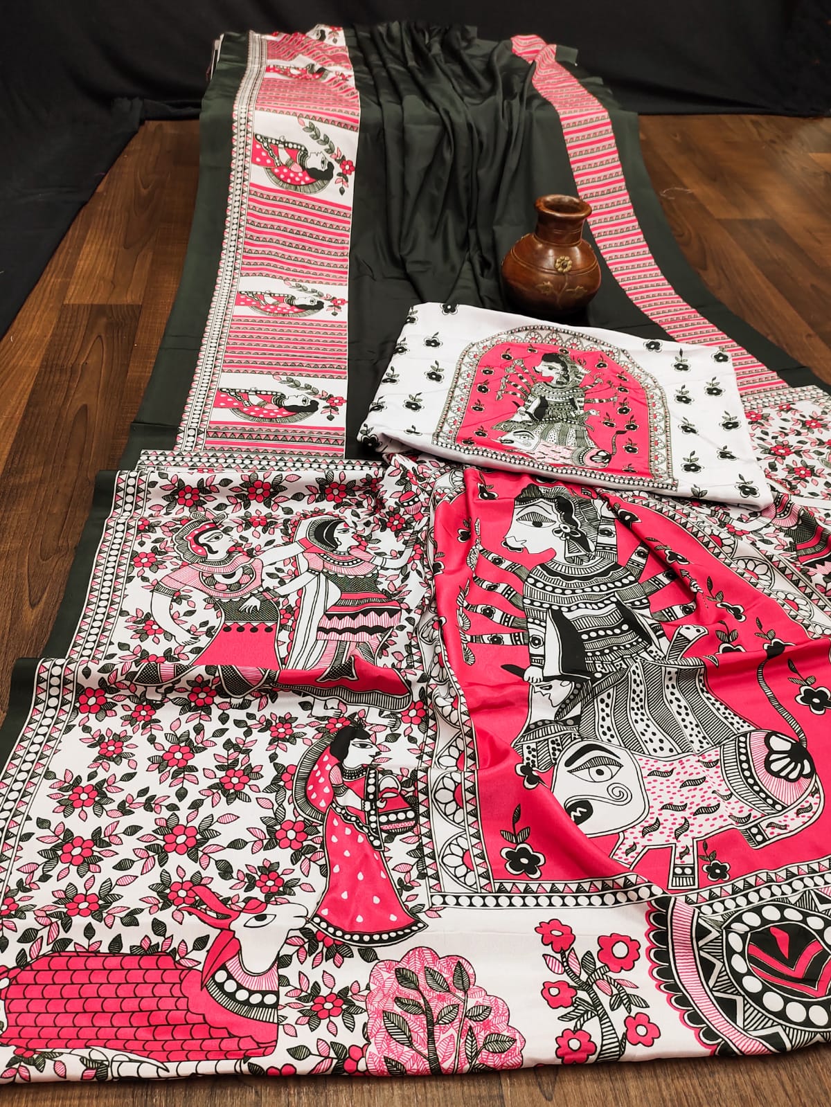 Party Wear Kalamkari Satin Silk Saree Anant Tex Exports Private Limited