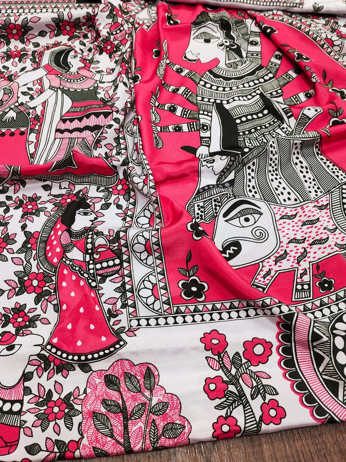 Party Wear Kalamkari Satin Silk Saree Anant Tex Exports Private Limited