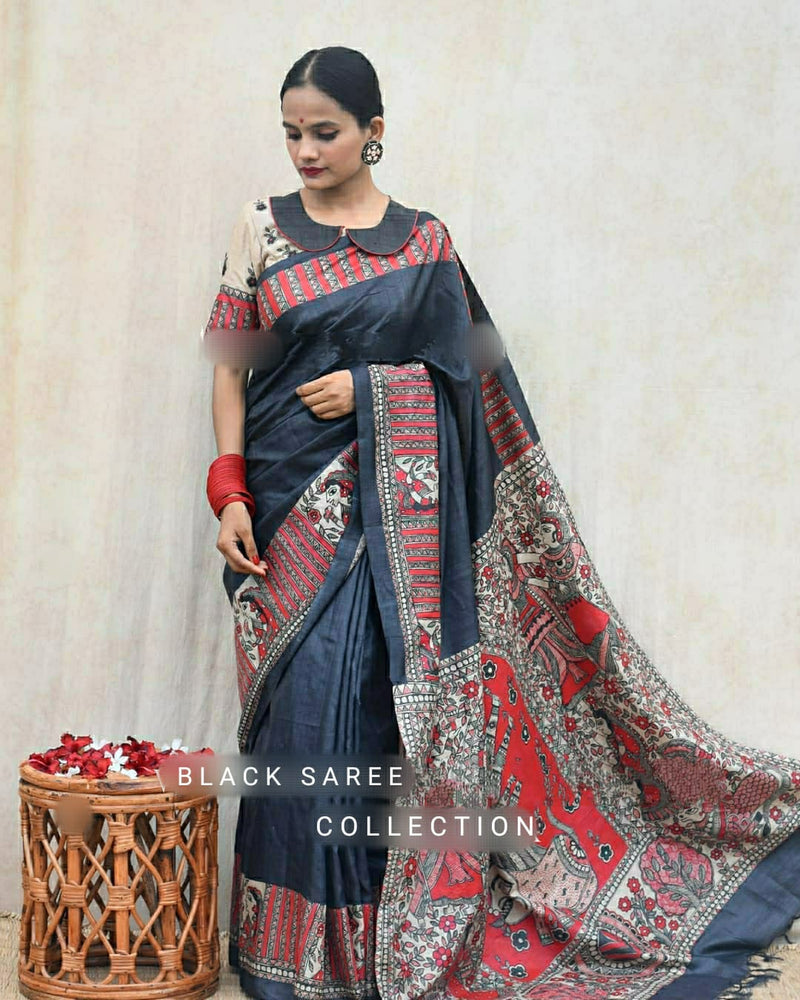 Party Wear Kalamkari Satin Silk Saree Anant Tex Exports Private Limited
