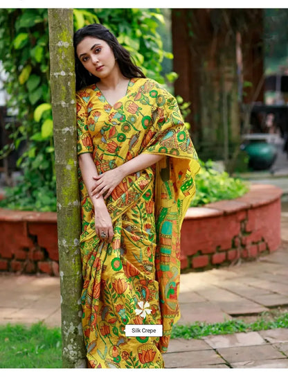 Party Wear Kalamkari Digital Print Saree Anant Tex Exports Private Limited