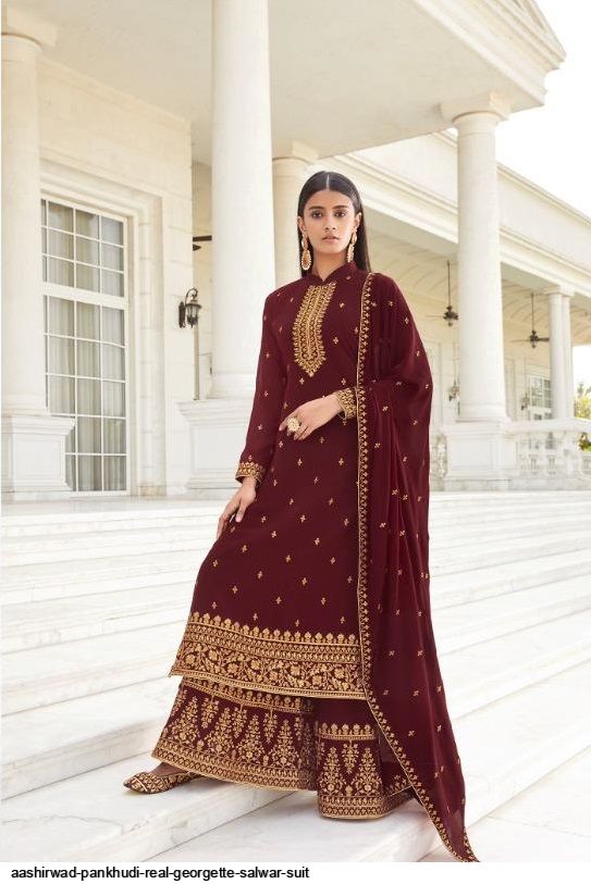 AASHIRWAD PANKHUDI PURE GEORGETTE SUITS SERIES 8453 To 8457 Anant Tex Exports Private Limited