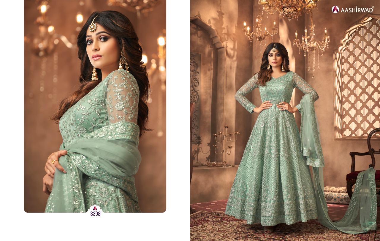 AASHIRWAD SANJANA 8396-8399 SERIES FULL STITCHED SUITS Anant Tex Exports Private Limited