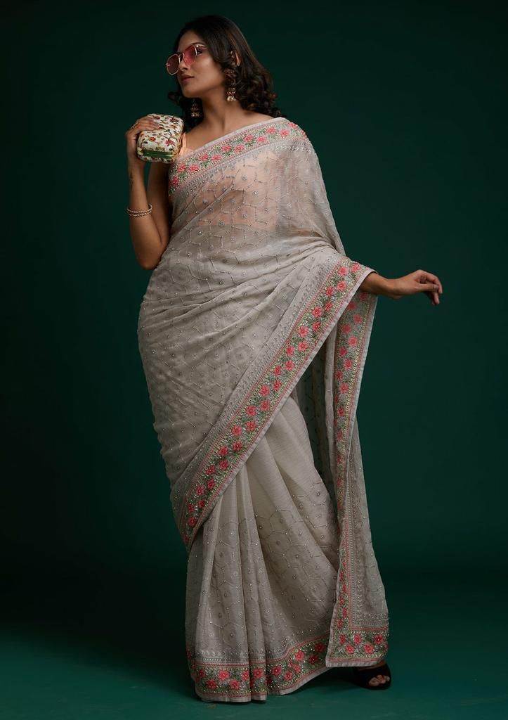 Rasmalai Pure Georgette Silk Saree Anant Tex Exports Private Limited