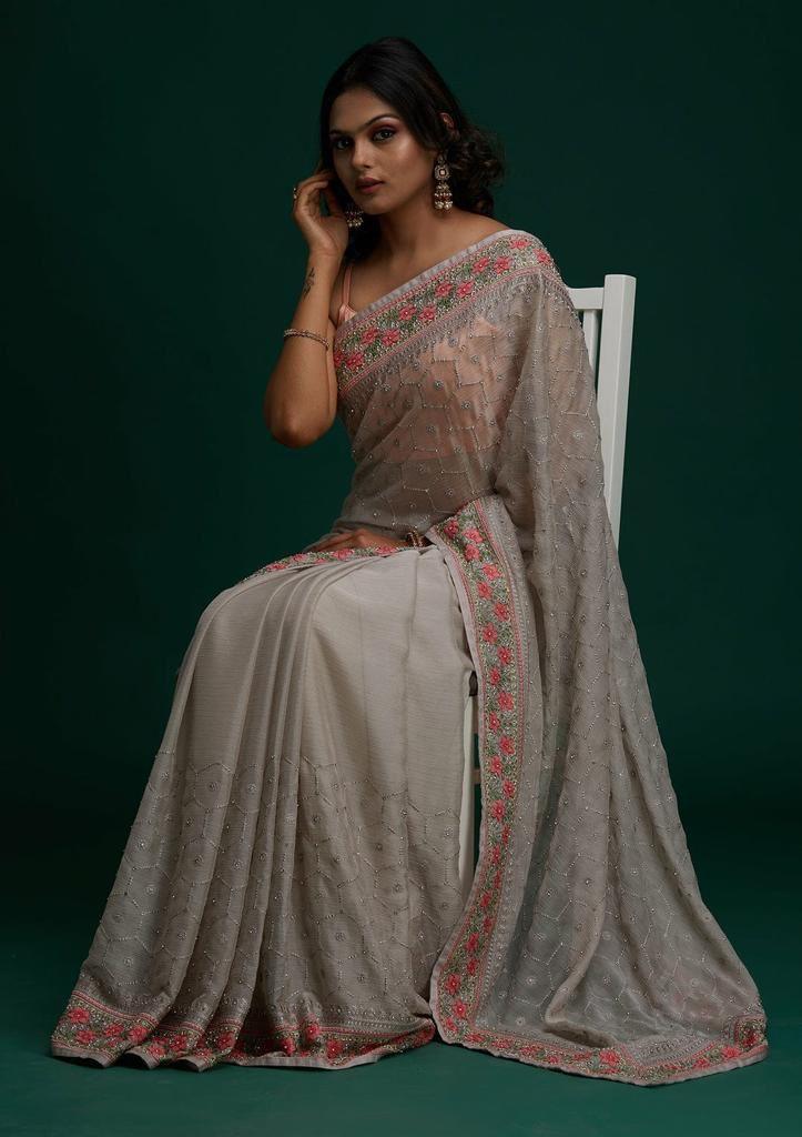 Rasmalai Pure Georgette Silk Saree Anant Tex Exports Private Limited