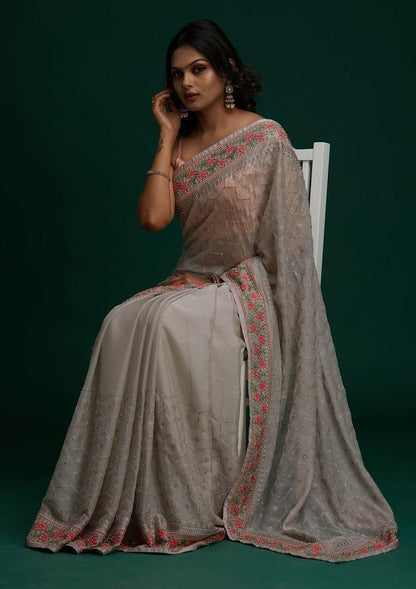 Rasmalai Pure Georgette Silk Saree Anant Tex Exports Private Limited