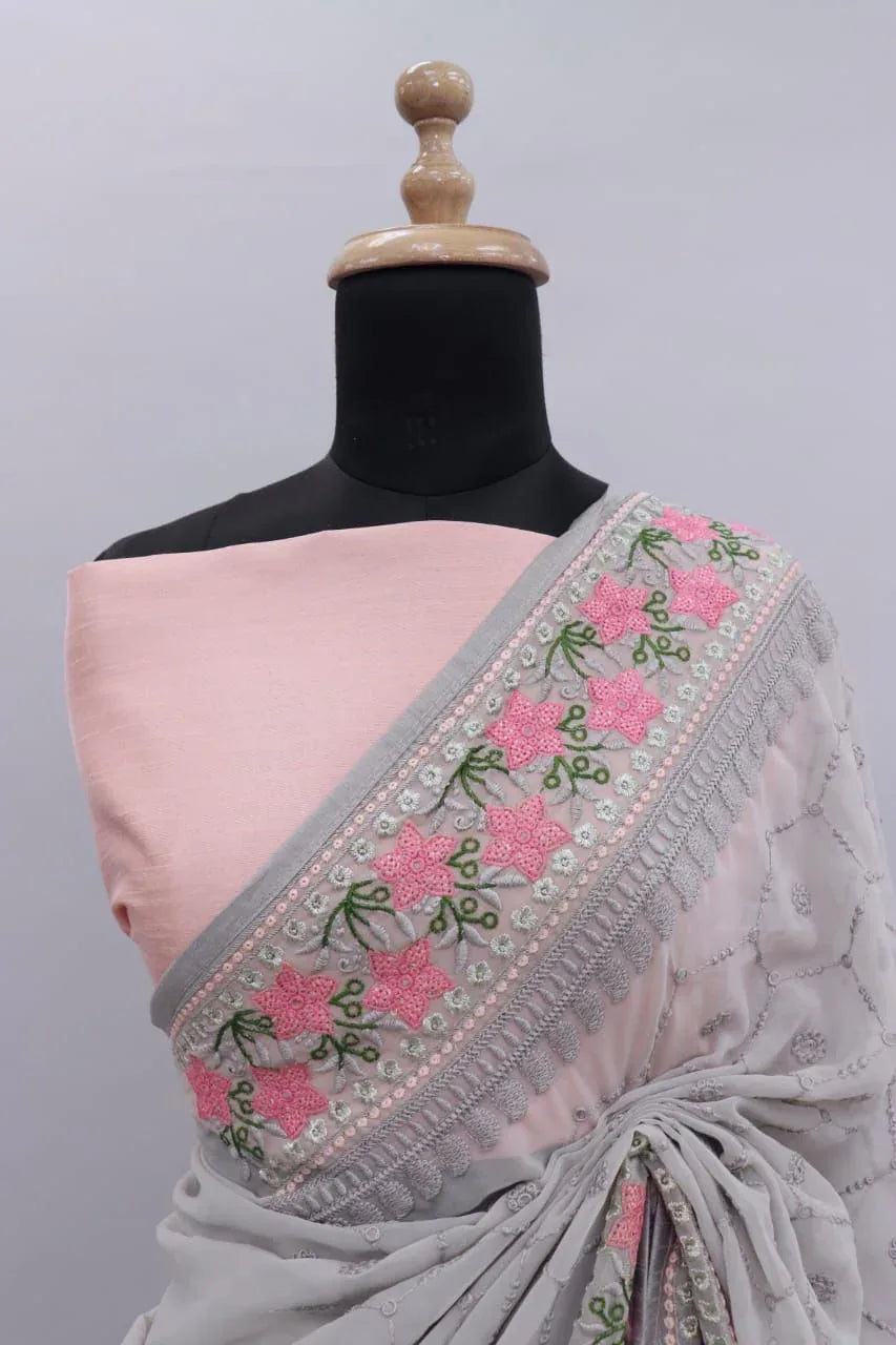 Rasmalai Pure Georgette Silk Saree Anant Tex Exports Private Limited