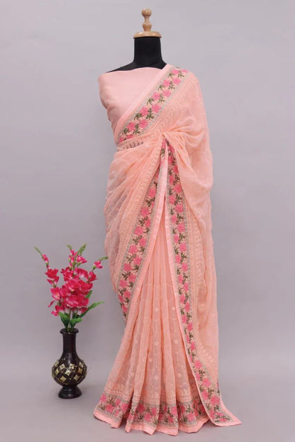 Rasmalai Pure Georgette Silk Saree Anant Tex Exports Private Limited