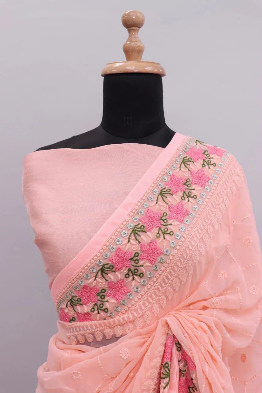 Rasmalai Pure Georgette Silk Saree Anant Tex Exports Private Limited