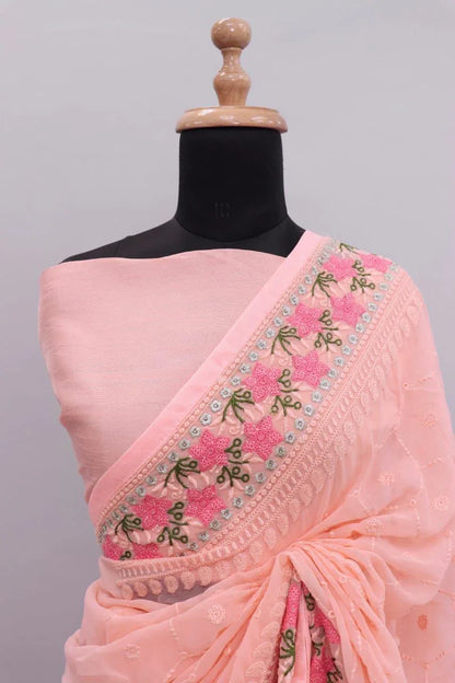 Rasmalai Pure Georgette Silk Saree Anant Tex Exports Private Limited
