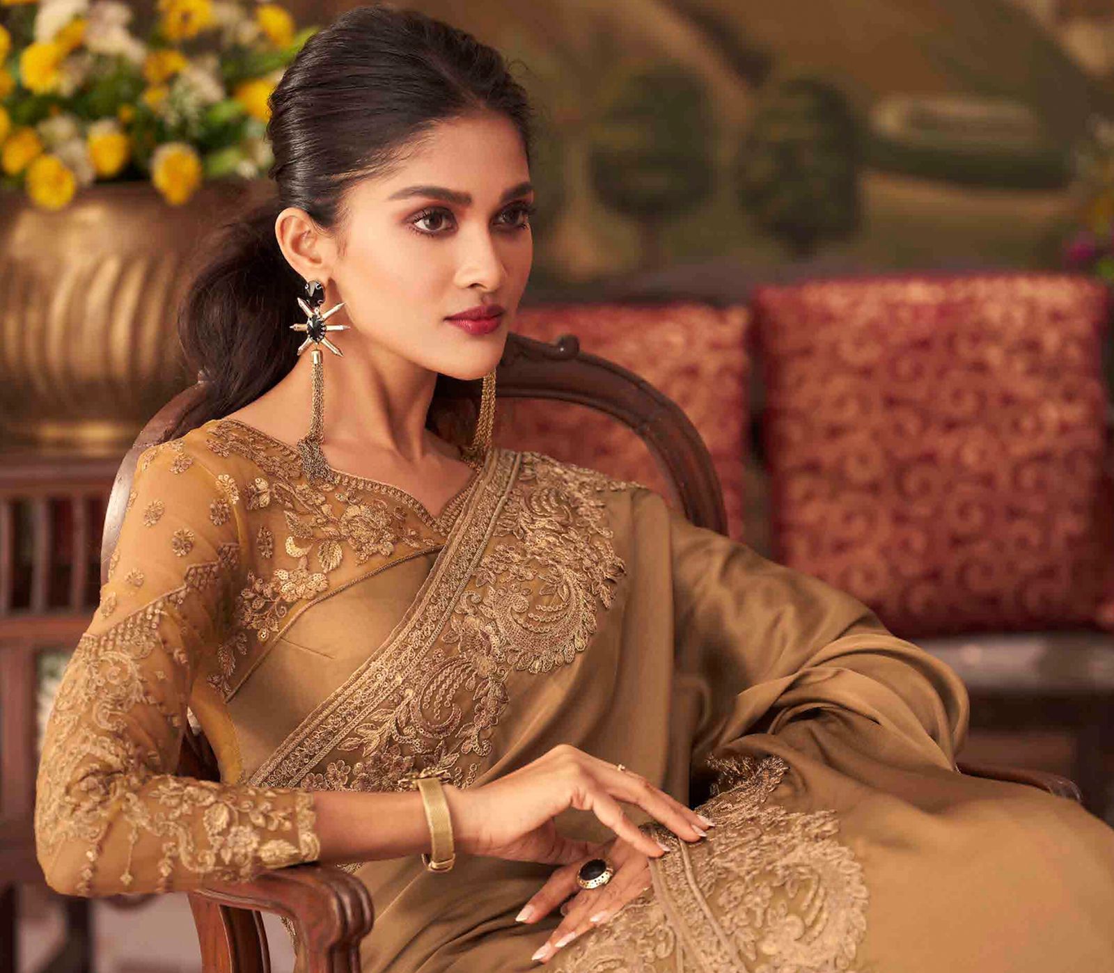 Sandal wood silk Designer Wedding Fancy Sarees Designer 27-35 Anant Tex Exports Private Limited