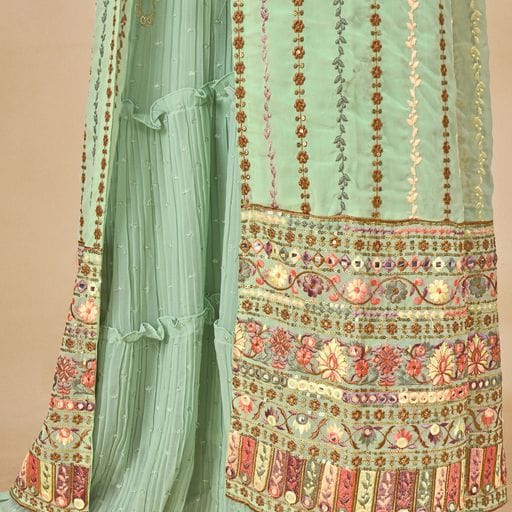 ARYA DESIGNS VOLUME 40 GEORGETTE KURTI WITH BOTTOM AND JACKET Anant Tex Exports Private Limited