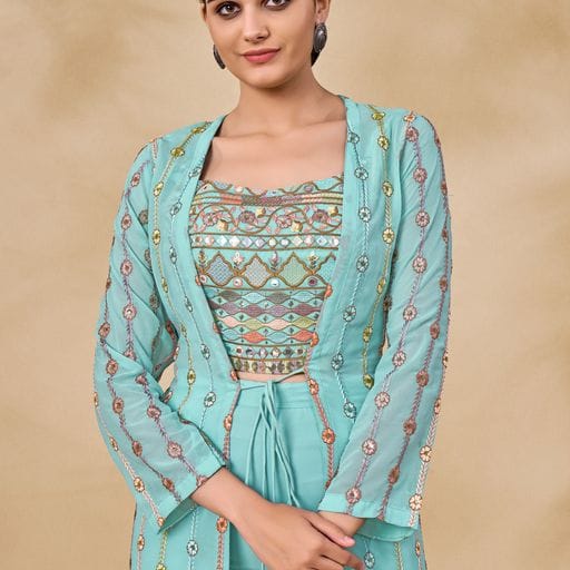 ARYA DESIGNS VOLUME 40 GEORGETTE KURTI WITH BOTTOM AND JACKET Anant Tex Exports Private Limited