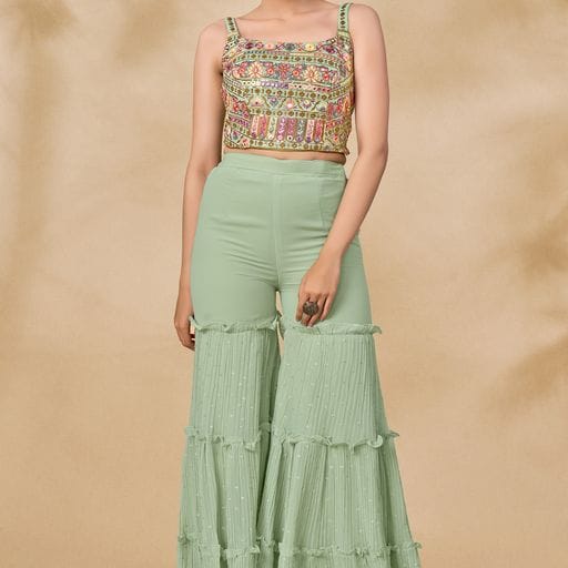 ARYA DESIGNS VOLUME 40 GEORGETTE KURTI WITH BOTTOM AND JACKET Anant Tex Exports Private Limited