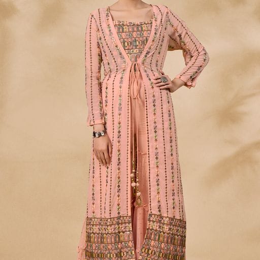 ARYA DESIGNS VOLUME 40 GEORGETTE KURTI WITH BOTTOM AND JACKET Anant Tex Exports Private Limited