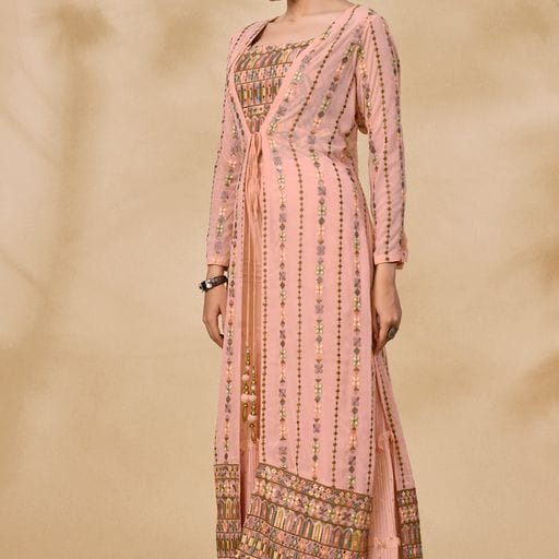 ARYA DESIGNS VOLUME 40 GEORGETTE KURTI WITH BOTTOM AND JACKET Anant Tex Exports Private Limited