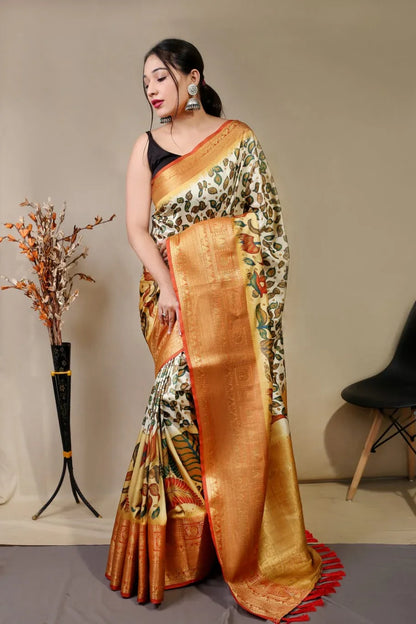 Pure Kanchipuram Digital Printed Saree Anant Tex Exports Private Limited