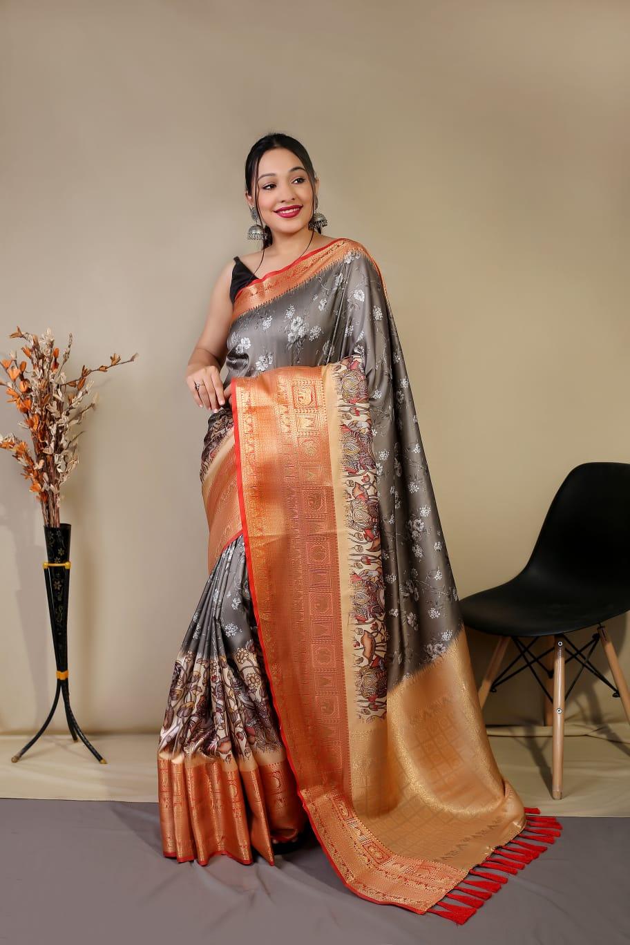 Pure Kanchipuram Digital Printed Saree Anant Tex Exports Private Limited