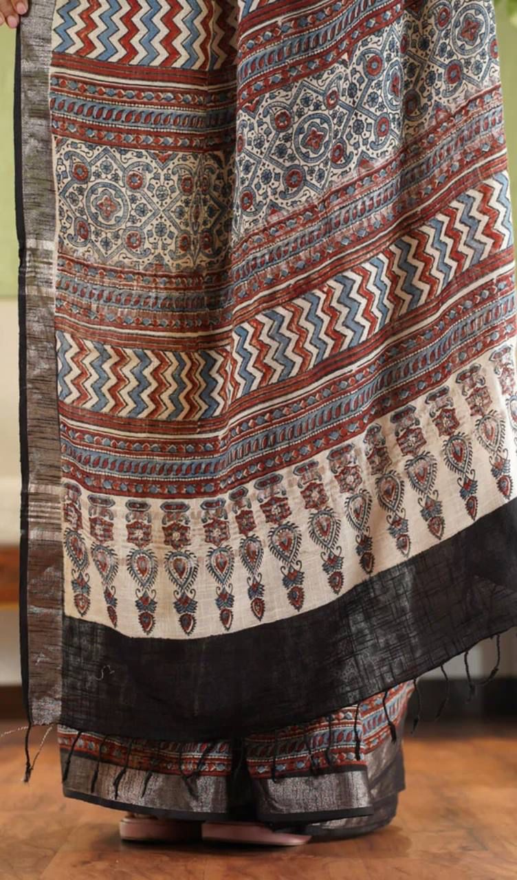 Beautiful Ajrakh Digital Print Saress Anant Tex Exports Private Limited