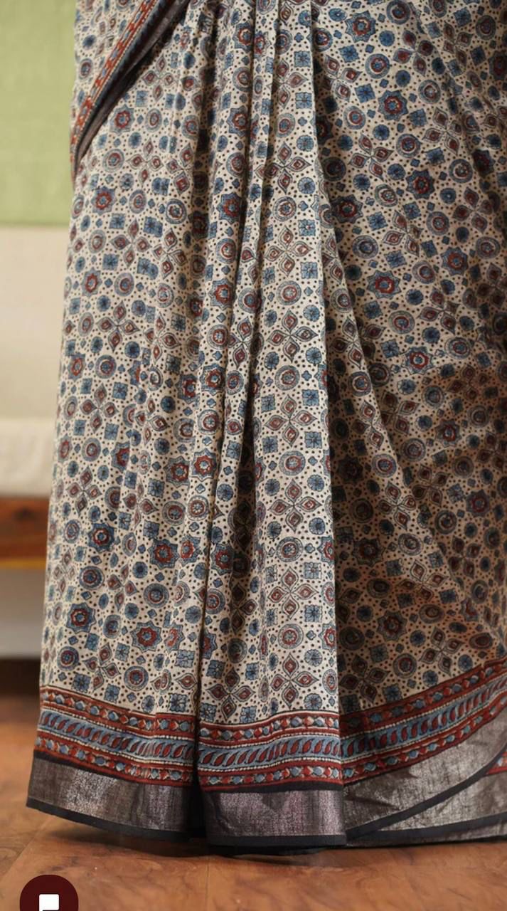 Beautiful Ajrakh Digital Print Saress Anant Tex Exports Private Limited