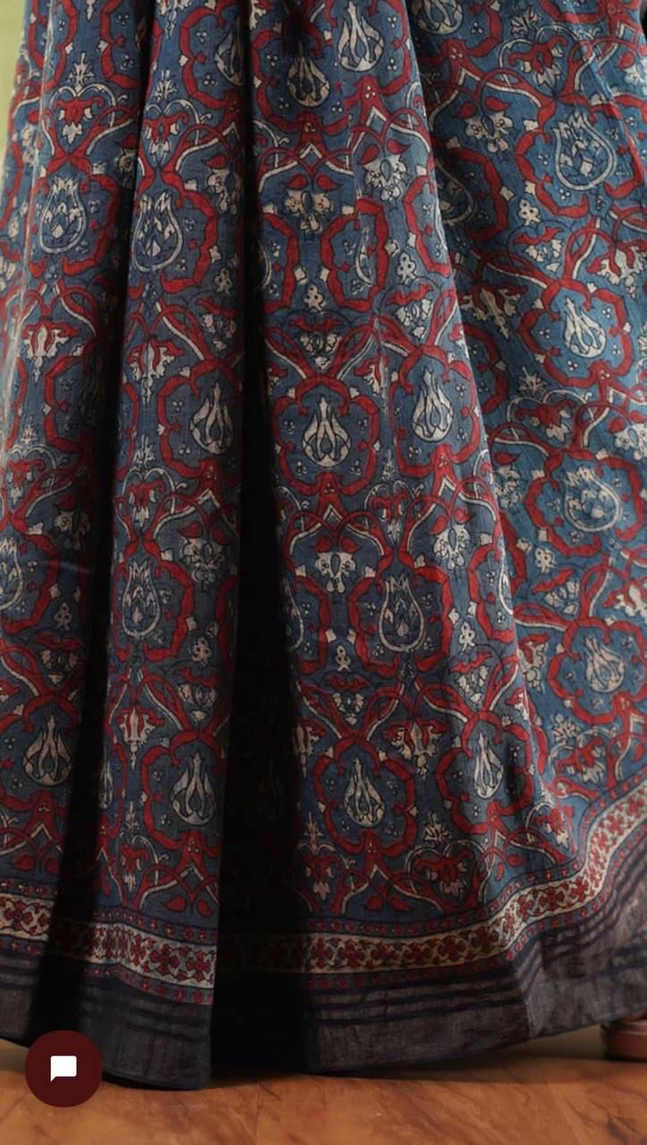 Beautiful Ajrakh Digital Print Saress Anant Tex Exports Private Limited