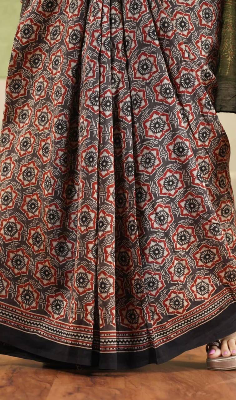 Beautiful Ajrakh Digital Print Saress Anant Tex Exports Private Limited