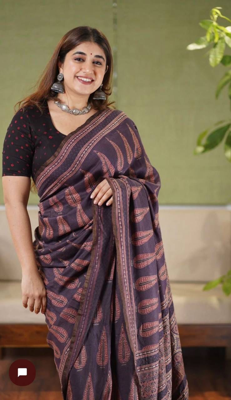 Beautiful Ajrakh Digital Print Saress Anant Tex Exports Private Limited