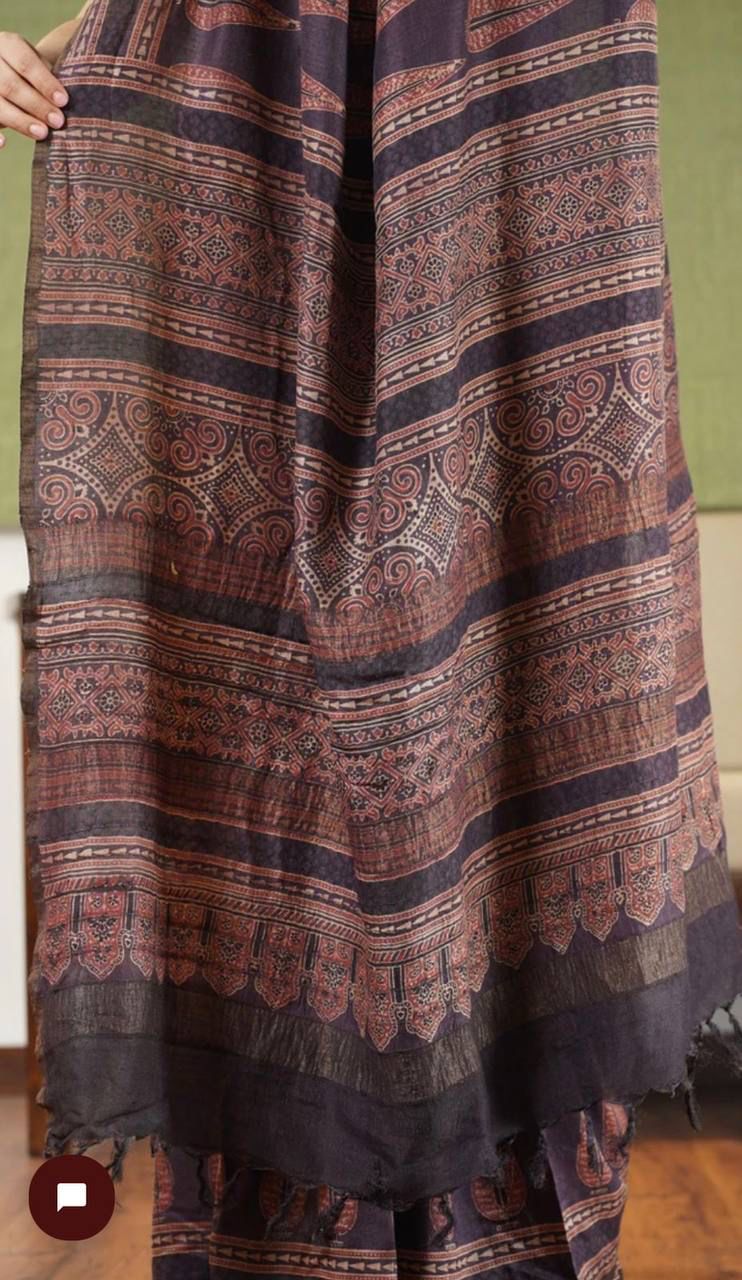 Beautiful Ajrakh Digital Print Saress Anant Tex Exports Private Limited