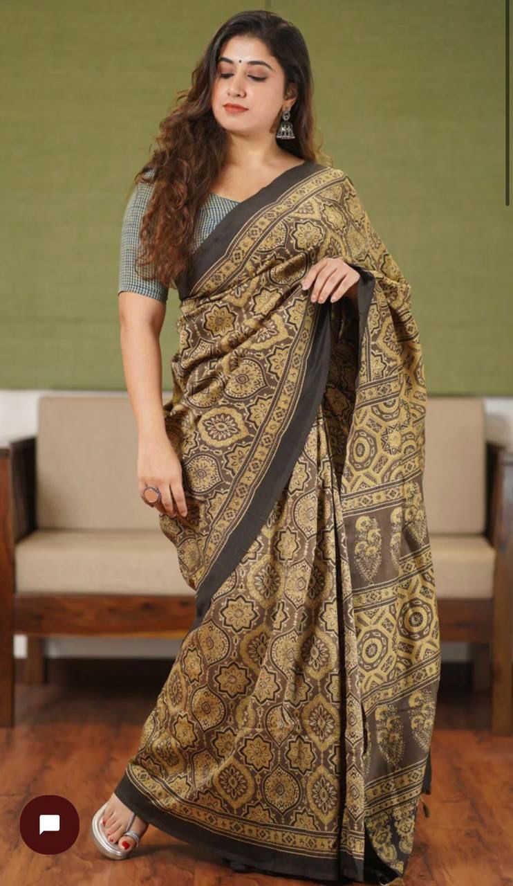 Beautiful Ajrakh Digital Print Saress Anant Tex Exports Private Limited