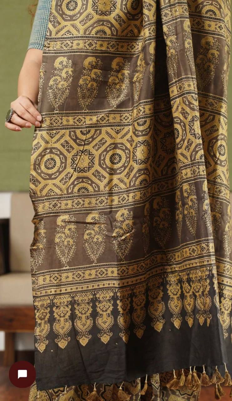 Beautiful Ajrakh Digital Print Saress Anant Tex Exports Private Limited