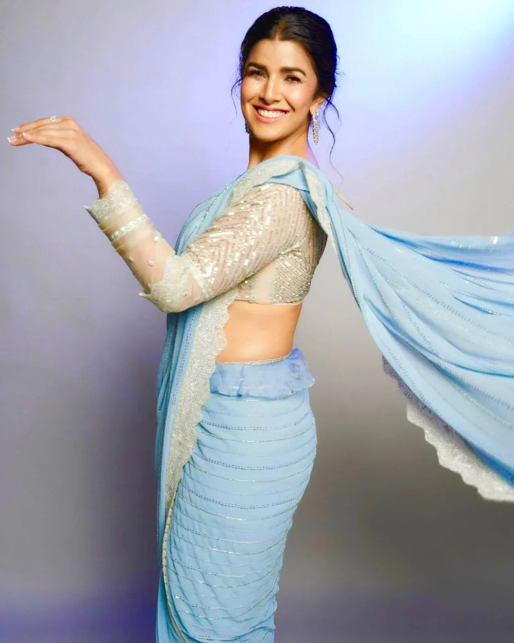 Beautiful Party Wear Pure Georgette With Sequnce Sarees Anant Tex Exports Private Limited