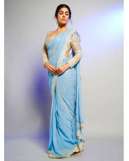 Beautiful Party Wear Pure Georgette With Sequnce Sarees Anant Tex Exports Private Limited