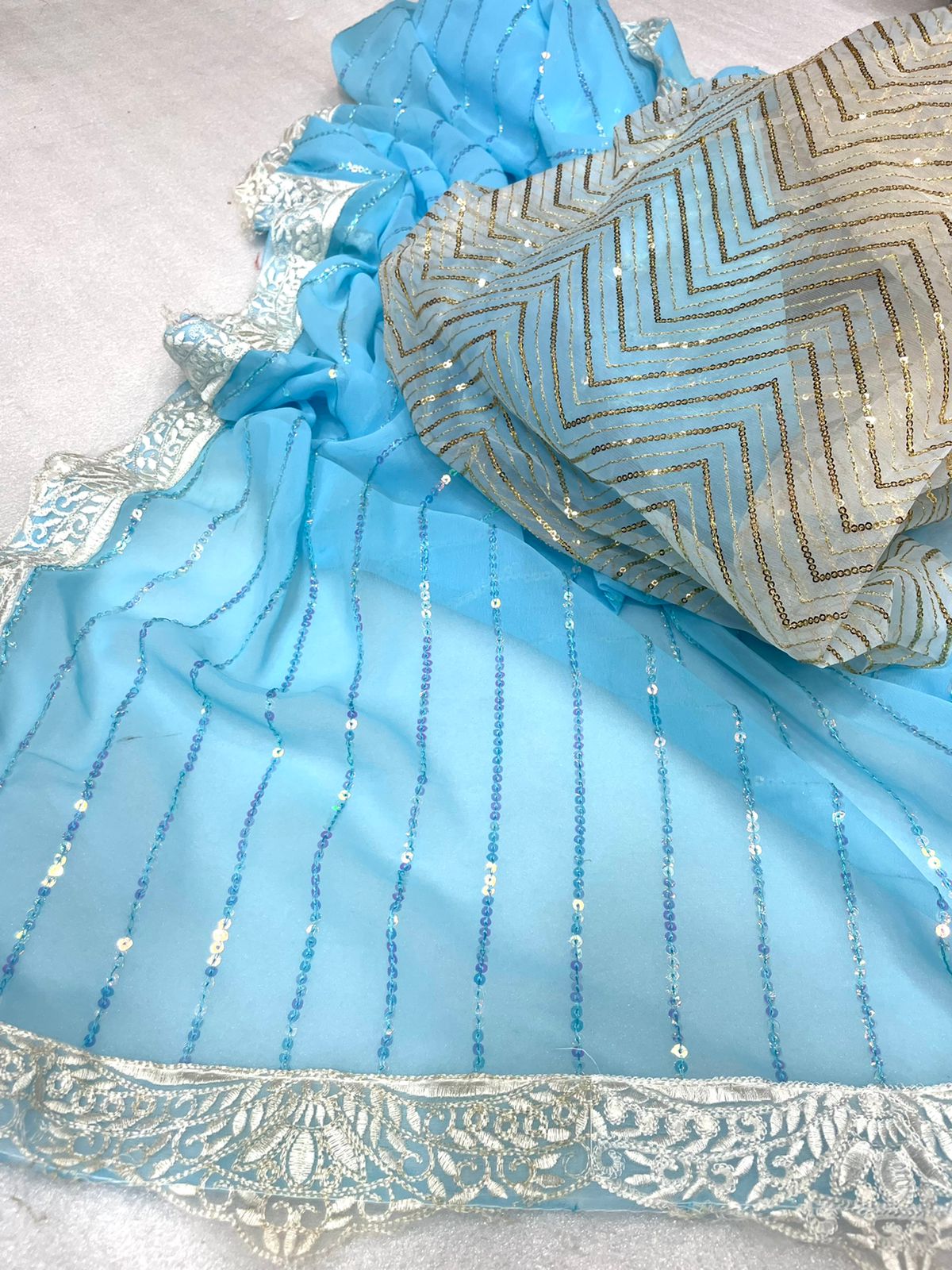 Beautiful Party Wear Pure Georgette With Sequnce Sarees Anant Tex Exports Private Limited