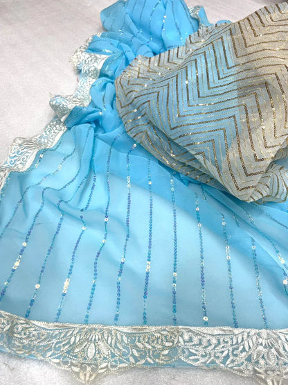Beautiful Party Wear Pure Georgette With Sequnce Sarees Anant Tex Exports Private Limited