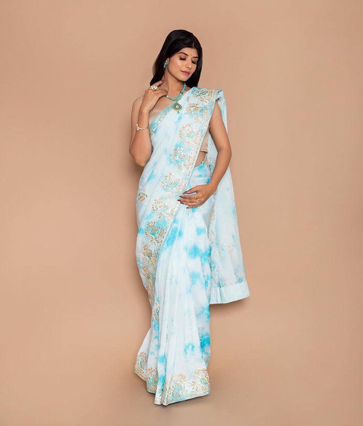 DIGITAL PRINT WITH EMBROIDERED GOTAPATTI WORK SAREE Anant Tex Exports Private Limited