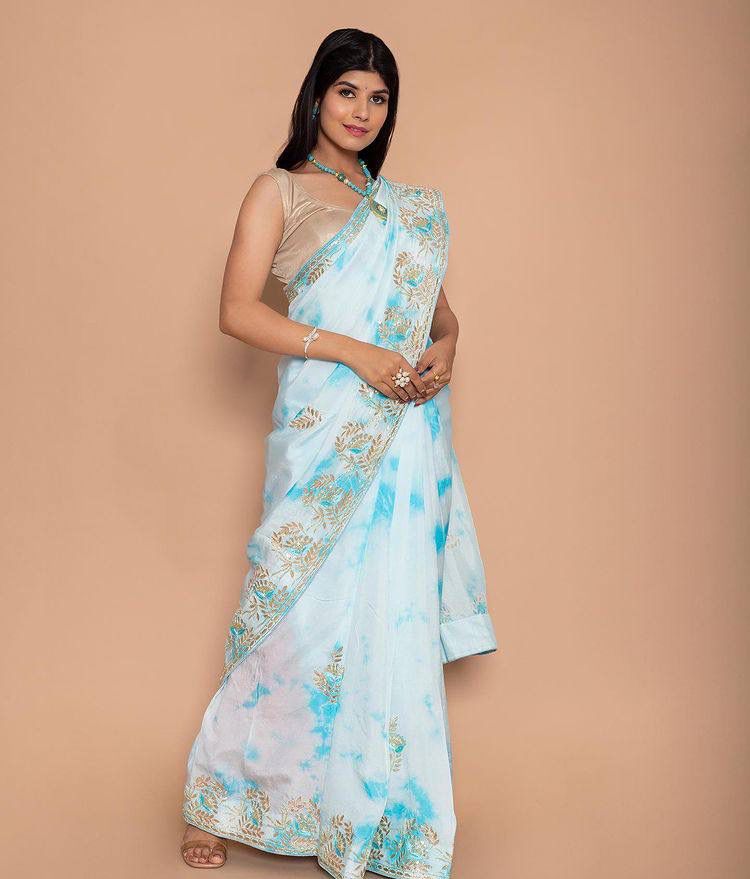 DIGITAL PRINT WITH EMBROIDERED GOTAPATTI WORK SAREE Anant Tex Exports Private Limited