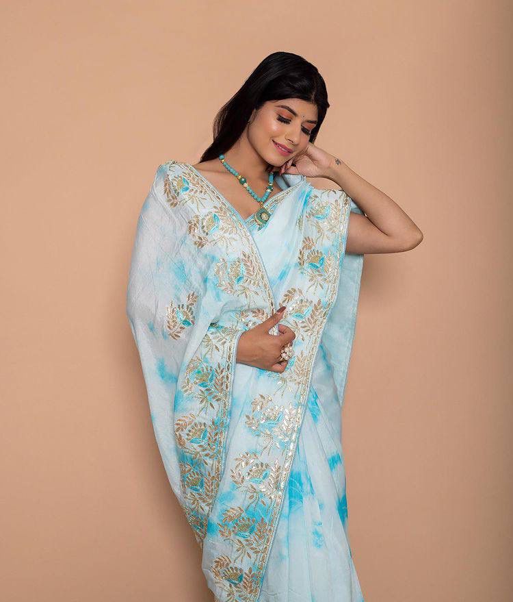 DIGITAL PRINT WITH EMBROIDERED GOTAPATTI WORK SAREE Anant Tex Exports Private Limited