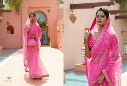 MANJULA KARIGIRI ORGANZA LEHARIYA PATTERN SAREES Anant Tex Exports Private Limited