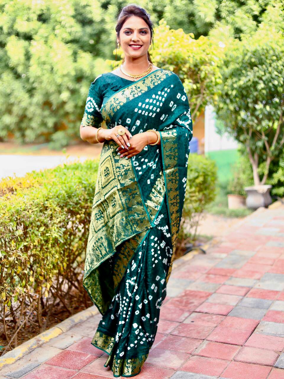 Swayamvar Pure Bandhej Silk Saree Anant Tex Exports Private Limited