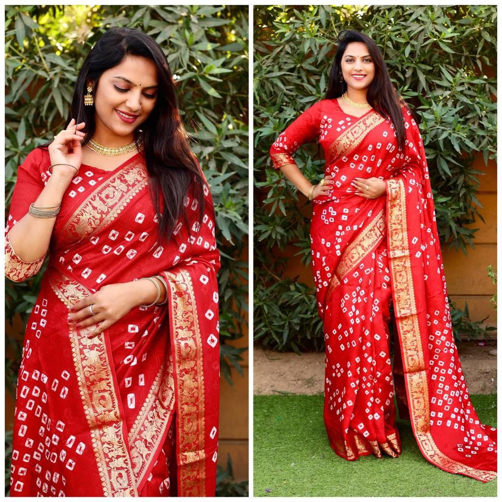 Pure Bandhej Silk Saree Anant Tex Exports Private Limited